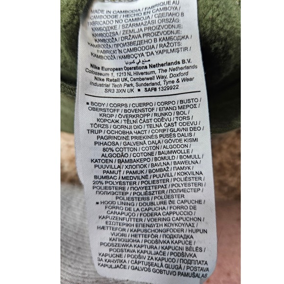 Nike Pullover Hoodie Olive Green Fleece Sweatshirt Small Unisex Athleisure Gym - Picture 4 of 7